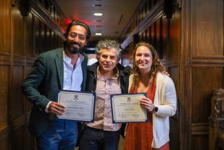 RELS Professor Jamal Elias celebrates with Ibn Sina Paper Prize Winners